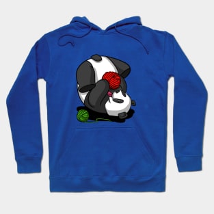 Funny Panda Bear Playing With Yarn Cartoon Knitting Hoodie